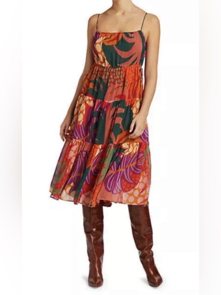 Farm Rio Women's Size S Graphic Jungle Printed Midi Dress
